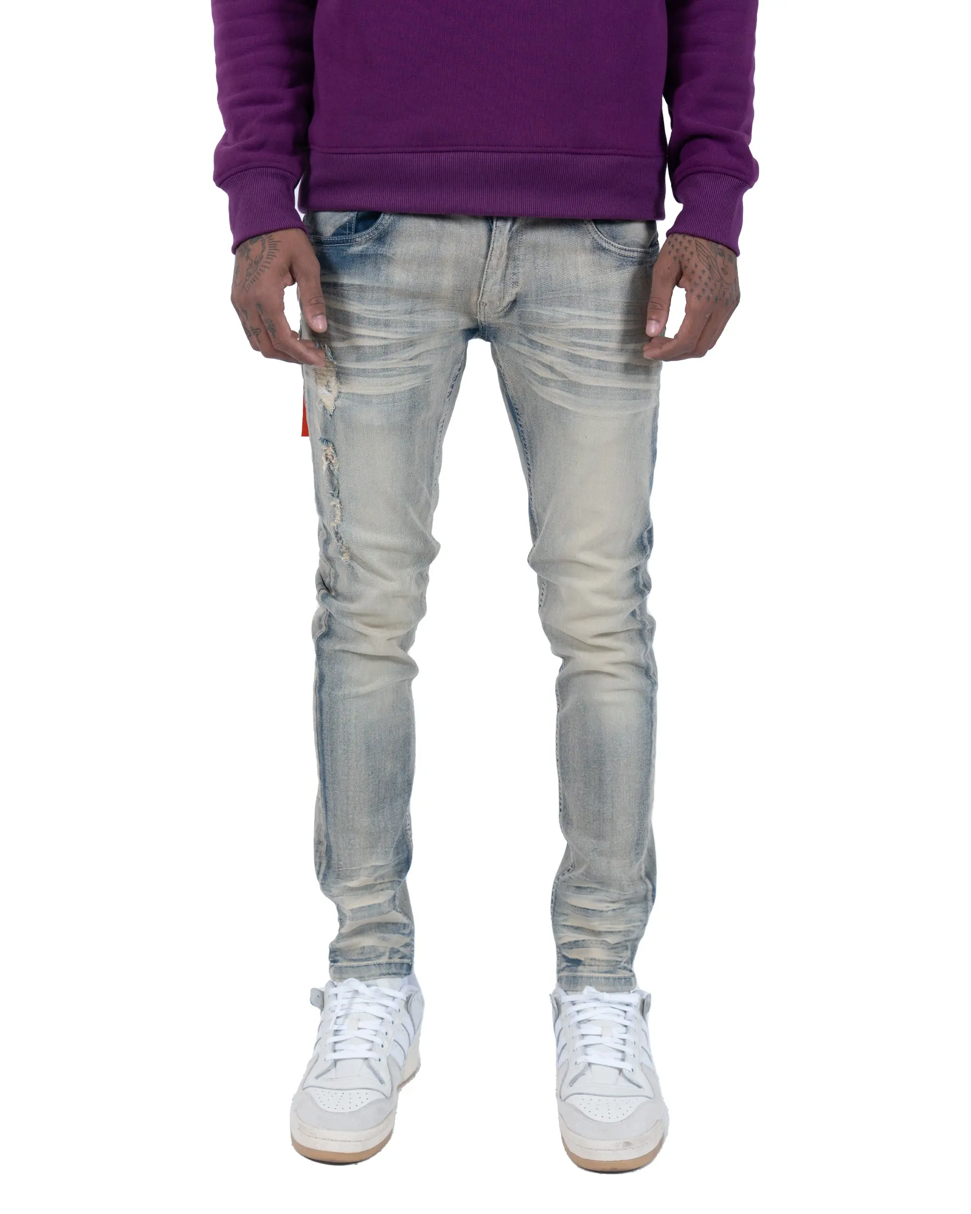 AUGUSTA | Distressed Skinny Jeans in Dust Blue