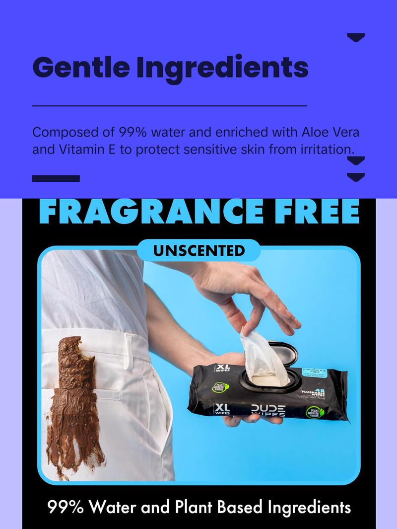 - Flushable Wipes - 3 Pack, 144 Wipes - Unscented Extra-Large Adult Wet Wipes - Vitamin-E & Aloe - Septic and Sewer Safe - Flushable Wipes - 3 Pack, 144 Wipes - Unscented Extra-Large Adult Wet Wipes - Vitamin-E & Aloe - Septic and Sewer Safe