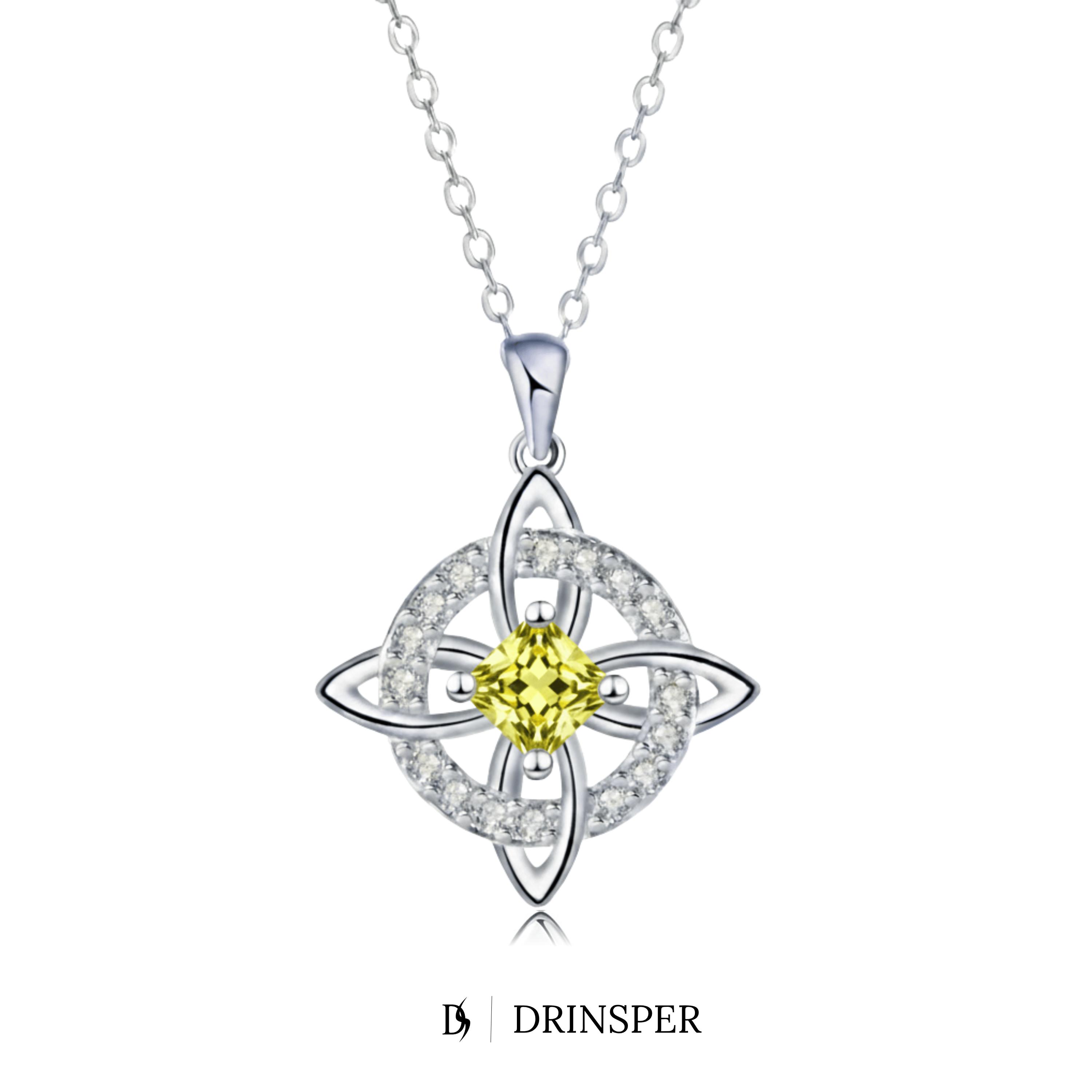 Drinsper Witches Knot Pendant Necklace for Women Girls Birthstone By Month Zirconia Hecate Dark Goddess of Witched Celtic Knot Design Tetragrammaton Collar De Amuleto De Protecion Pendientes Wiccan Pagan Fashion Jewelry Accessory Chrismas Gift for Mom