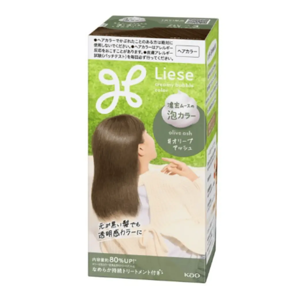 KAO Liese Prettia Permanent Foam Hair Dye - Olive Ash (Previously British Ash), Easy Mess-Free Pre-Mixed At-Home Hair Color Kit, Haircare, At-Home Use, Olive Ash Tone
