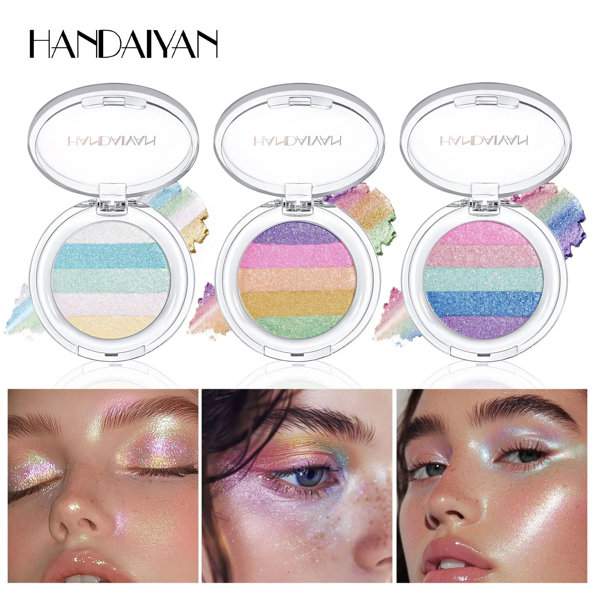 5-Color Duo Chrome Glitter Eyeshadow Palette for Adults, Long-Lasting Metallic Silky Sparkling Pressed Formula, Highly Pigmented Brightening Eye Makeup Products, Single Item 01#White Moonlight