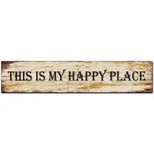 This is My Happy Place Tin Sign Vintage Metal Sign for Home Bar Man Cave Decor Office Wall Decor Shop Mural Bathroom Sign 16x4 INCH / 40x10 CM