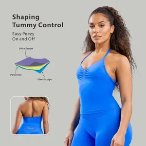 Women's 2PCS Gym Set - Backless Seamless Tank Top & High-Waist Scrunch Shorts, Fitness Activewear Workout Outfit, Comfortable & Flexible Athleisure