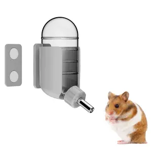 Hamster Water Bottle with Magnetic Holder, Freestanding Water Bottle for Glass Tanks, Suitable for Syrian Dwarf Hamsters Gerbils Mice Rats Degus (Grey, 4 oz (Magnetic-Mounted))