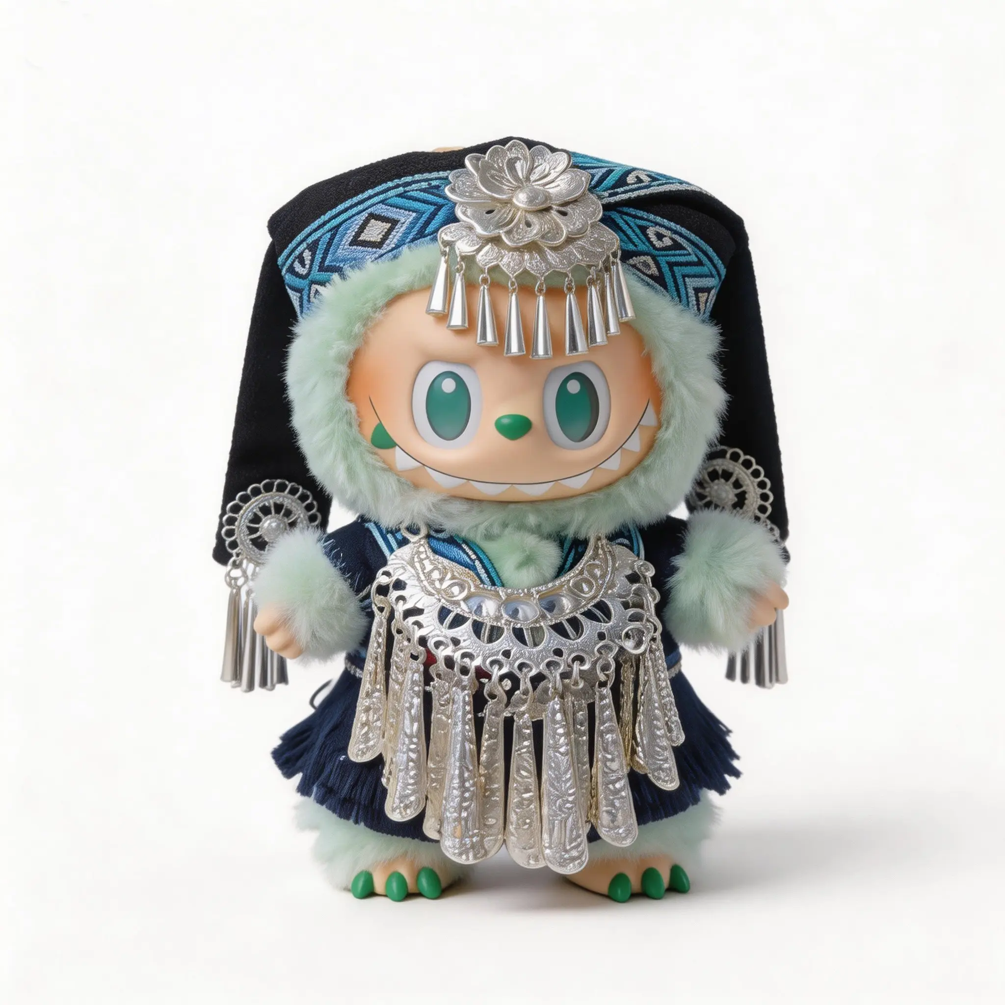 Miao Ethnic Style Outfit compatible w/ Labubu Luxurious Handmade Silver Crown (NO DOLL)