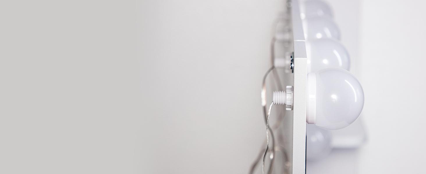 Lifewit Vanity Desk Set with Mirror and Lights, White Makeup Table with 2 Drawers & Chair 3 Adjustable Brightness Wooden Top Iron Frame Mothers Day Gifts