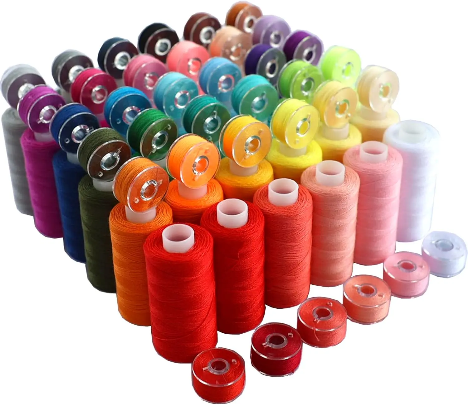 72 PCS Polyester Sewing Thread Assortment - 36 Colored Spools (400 yd Each) with Matching 36 Bobbins for Sewing Machines