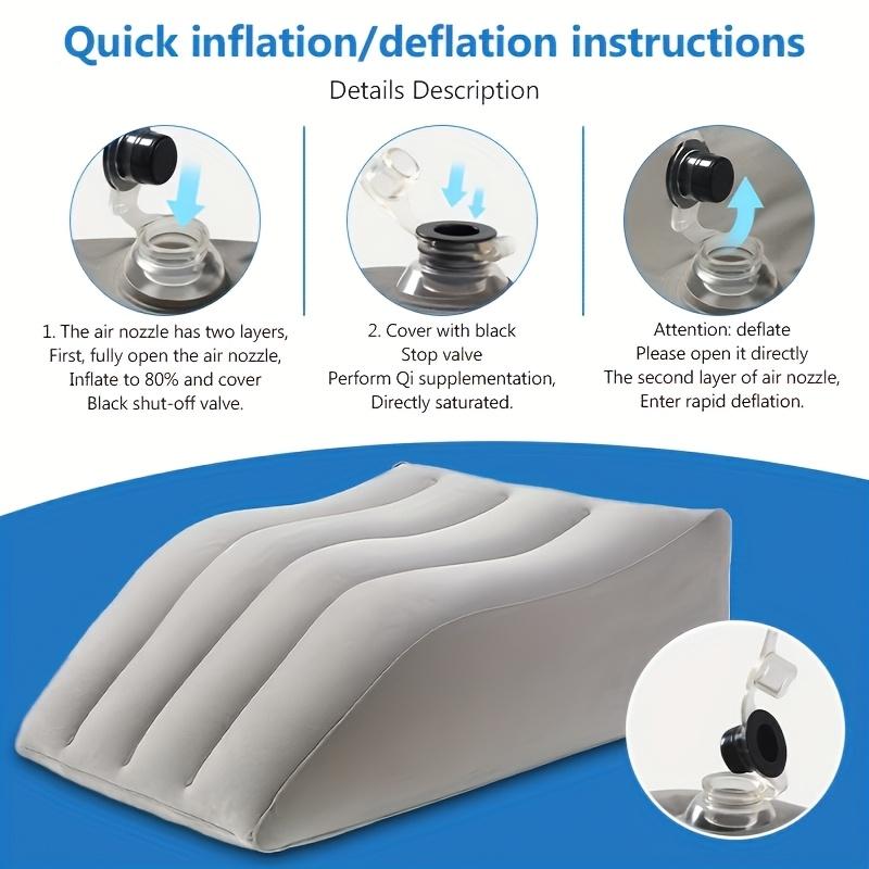 1pc Inflatable Lumbar & Leg Elevation Pillow, Adjustable Wedge for Sleeping, Improves Back Contact & Comfort, Ideal for Post-Surgery Recovery, Hip/Foot/Ankle Support, Durable Soft Cover