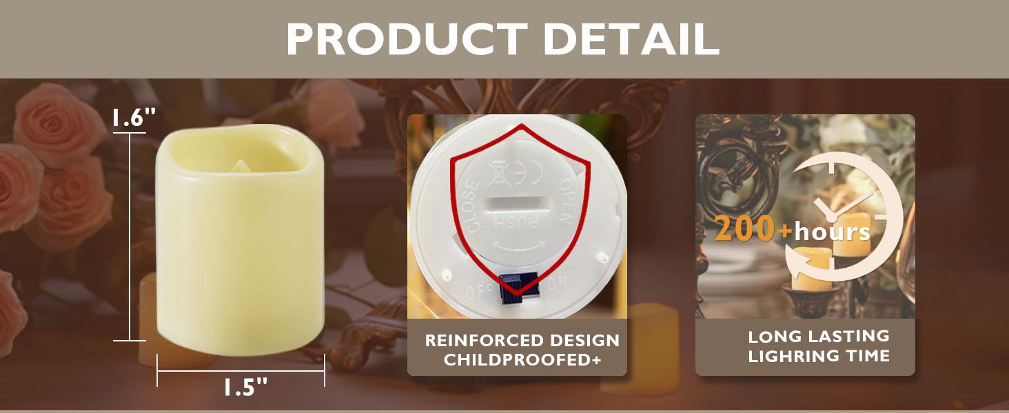 24 Pack Flickering Flameless Votive Candles 200+ Hour Electric Fake Candles Battery Operated LED Tealight for Wedding Outdoor Table Christmas Decor Serene Ambiance