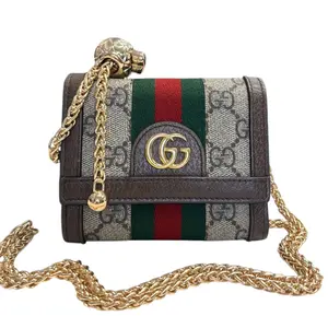 Pre-owned GUCCI PVC Crossbody Bags Ophidia Coated Canvas Compact Wallet with Adjustable Chain