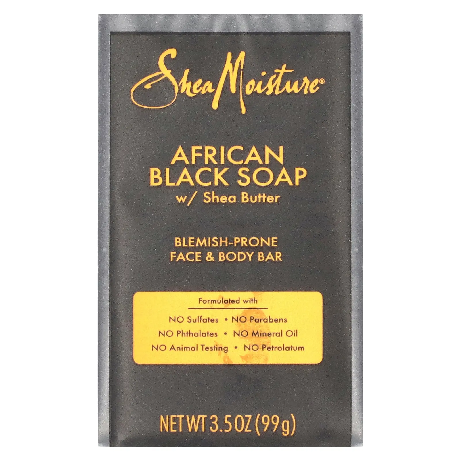 SheaMoisture African Black Bar Soap with Shea Butter, Blemish Prone Face & Body, 3.5 oz (99 g)