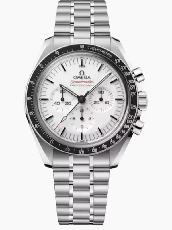Omega Speedmaster Collection: Rare and Highly Sought-After New Speedmaster 3861 "Moonwatch" White "Panda" Skeleton Steel-Strap Mechanical Watch, 42mm Classic White "Panda" Dial, Chronograph Function