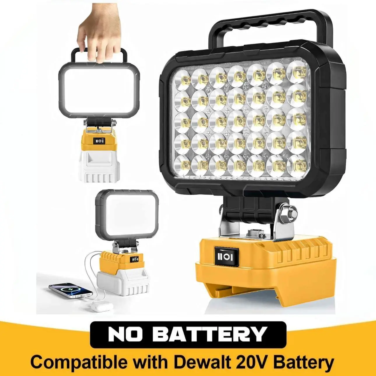 78W 35-LED Cordless Work Light - Dewalt 20V Max Battery Compatible, Dual USB-A Charging Ports, Powerful Super Bright Strong Light Flashlight for Jobsite Outdoor Use, Cordless Freedom (Battery Not Included), Powerful Light