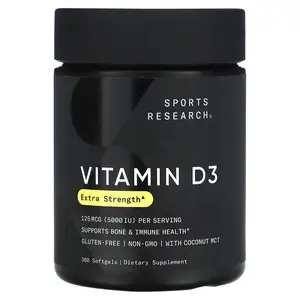 Sports Research Vitamin D3, 125 mcg (5,000 IU), 360 Softgels