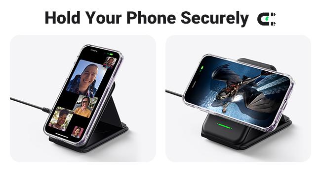 INIU 3 in 1 Magnetic Foldable Wireless Charger Stand for Apple Series, Travel Wireless Charging Station Compatible with Multple Devices for Apple Watch, AirPods, iPhone 17 16 15 14 13 12 series Pro Max Mini (with Adapter) Mobile Portable Folding