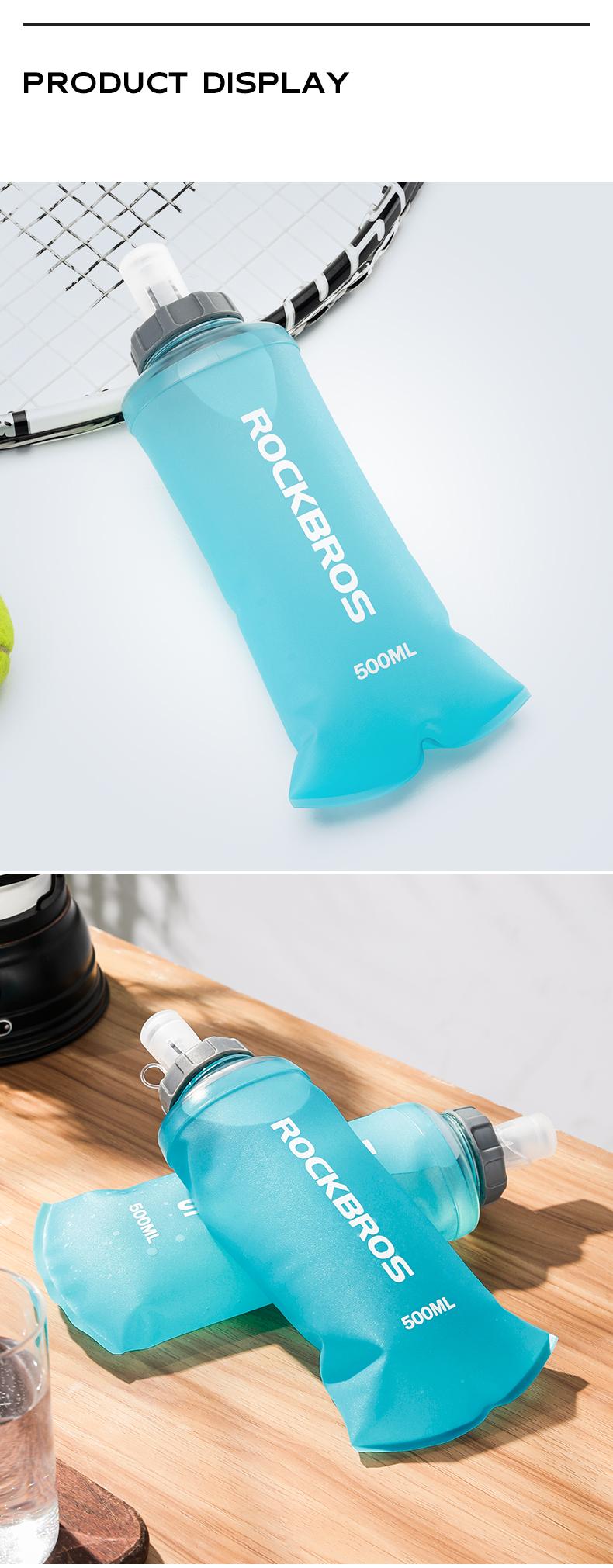 ROCKBROS 500ml Compact TPU Collapsible Soft Flask - Lightweight, Durable, Leak-Proof, Abrasion-Resistant, Convenient Unisex Portable Sports Water Bottle for Running, Hiking