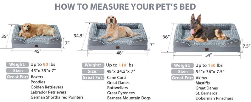Large Dog Beds Washable Orthopedic self warming bed Sofa Bed with Waterproof Lining Non Slip Bottom for Pet Sleeping Comfortable and Durable XL/42x30x6.5inch