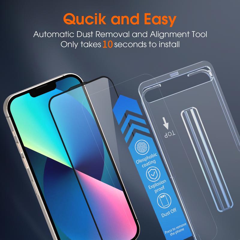TIDEOK 2 Pack Screen Protector for iPhone 16/15/14/13- Available in Two Styles HD /Privacy-protected Fast Install Scratch-Resistant Smooth Touch Anti-Fingerprint Cases Cover Protection with Oleophobic Coating,Christmas