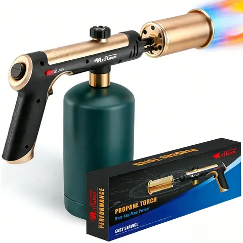 ARTFLAMM Powerful Propane Torch Gun with Turbo Mode, Charcoal Torch with Safety Lock, Blow Torch for Cooking, BBQ, Searing Steak, Grill(Tank Not Included) toolupgrade