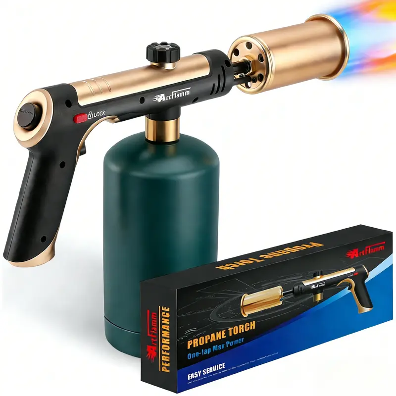 ARTFLAMM Powerful Propane Torch Gun with Turbo Mode, Charcoal Torch with Safety Lock, Blow Torch for Cooking, BBQ, Searing Steak, Grill(Tank Not Included) fathersdaygift