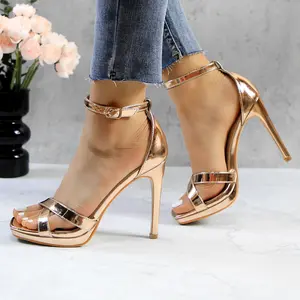 Women's High Heels Platform Sandals Square Open Toe Crisscross Strappy 4.33-inch Stiletto Heel Footwear with Buckle Ankle Strap Fashion Comfortable Girl Summer Casual Dress Heeled Shoes For Party Wedding Evening Prom Dating