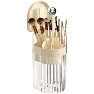 Press Open Makeup Box Cosmetic Storage Organizer Dustproof Portable Makeup Case for Vanity Desktop Bathroom Countertop Bedroom Dresser Lipstick Makeup Brush Eyeshadow Palette Skincare Lotion Cream Beauty Essentials Organizer Holder