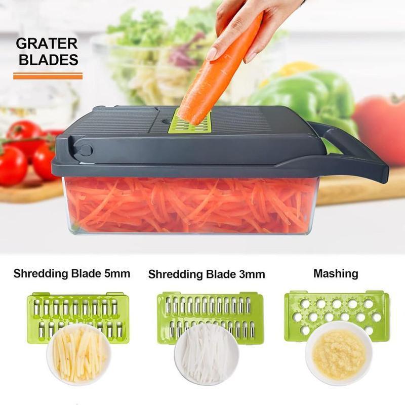 14 in 1 Multifunctional Vegetable Chopper, Durable Vegetable Slicer, Garlic Chopper, Onion Potato Grater, Vegetable Cutting Machine, Kitchen Accessories, Kitchen Gadget