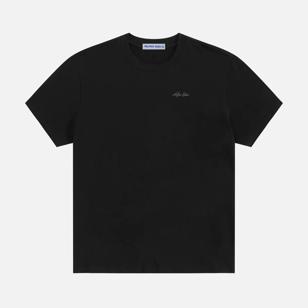 Aelfric Eden Mini Script Embroidered Basic Tee Oversized Dropped Shoulder Fit Chest Mini Script Embroidery Heavyweight Cotton Fabric Classic Crew Neck Minimalist Streetwear Unisex Top,clothes for back to school,first day of school outfits