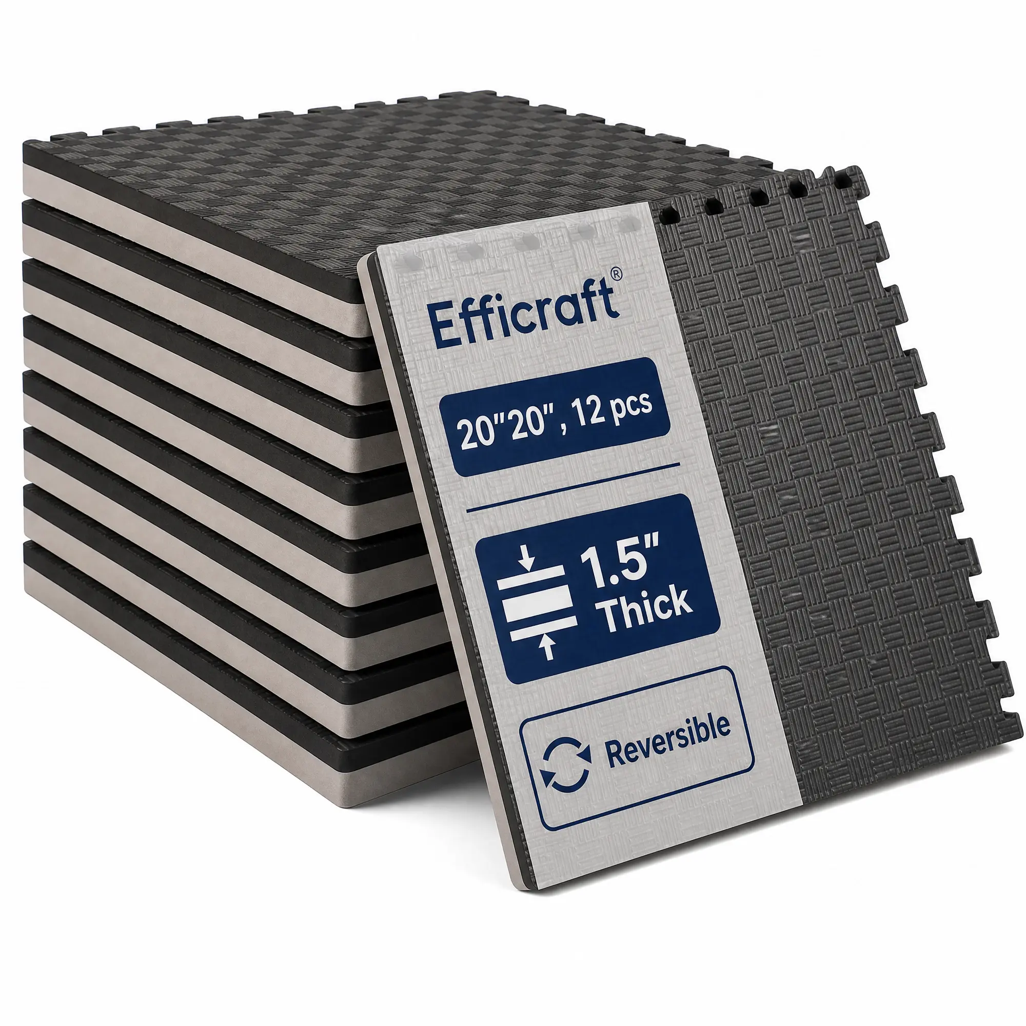 Wrestling Mats-12pcs-2'x2', 1.5" Extra Thick Reversible EVA Foam Tiles with Tatami Texture, Waterproof Sports Flooring for Brazilian Jiu-Jitsu & Home Gyms, Pvc, Indoor, 12-Pack