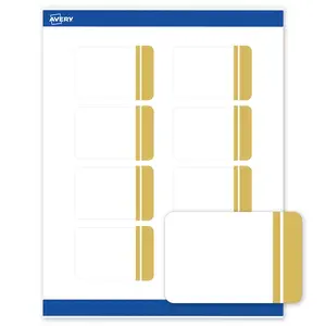 Avery Printable Rectangle Labels, 2" x 3", Matte White, Pre-printed Double Dipped Gold Edge Design, Sure Feed Technology, Laser & Inkjet Compatible, 160 Total