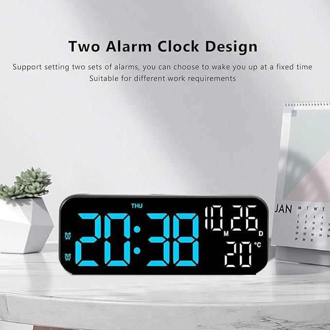 10-Inch LED Digital Wall Clock - Bedroom Alarm Clock with Temperature, Countdown Timer, Auto-Dimming and Snooze Function - 12/24H Display, Modern Design for Home, Office and Dorm | Must-Have for Smart Home Decor