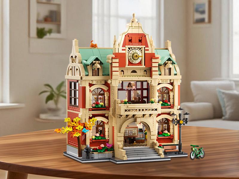 University Club House Building Set with Light,1629PCS City Campus Architecture Model with Painting Drama Baking Music Club, Home Decor Construction Building Block Gift for Adults Boys Girls 12+