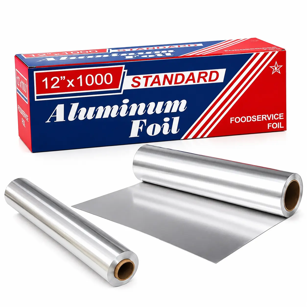 Aluminum Foil Roll - Standard 12" x 1000' Aluminum Foil Roll/Perfect For Food Service Industry/BBQ/Cooking/Baking.