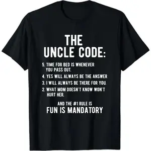 100% Cotton Funny Uncle Gifts From Niece Nephew The Uncle Code Cool T-Shirt