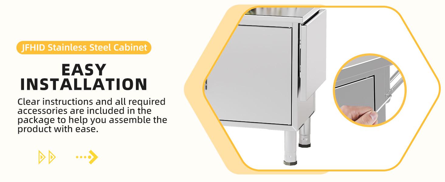 Stainless Steel Kitchen Cabinets, 57"x19.7" Commercial Worktable with Extend Panel & Adjustable Shelf, Heavy-Duty Kitchen Prep Table Workbench for Home, Restaurant, Garage and Hotel