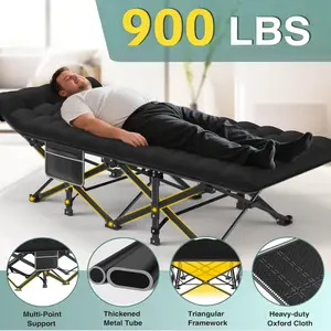 900bls 28" Extra Wide Camping Cot Adult Folding Bed 1200D Oxford Mattress Carry Bag Heavy Duty Double Layer cot pad