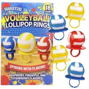 3D Volleyball Lollipop Rings, Individually Wrapped, Sports Party Favors, 18 Count