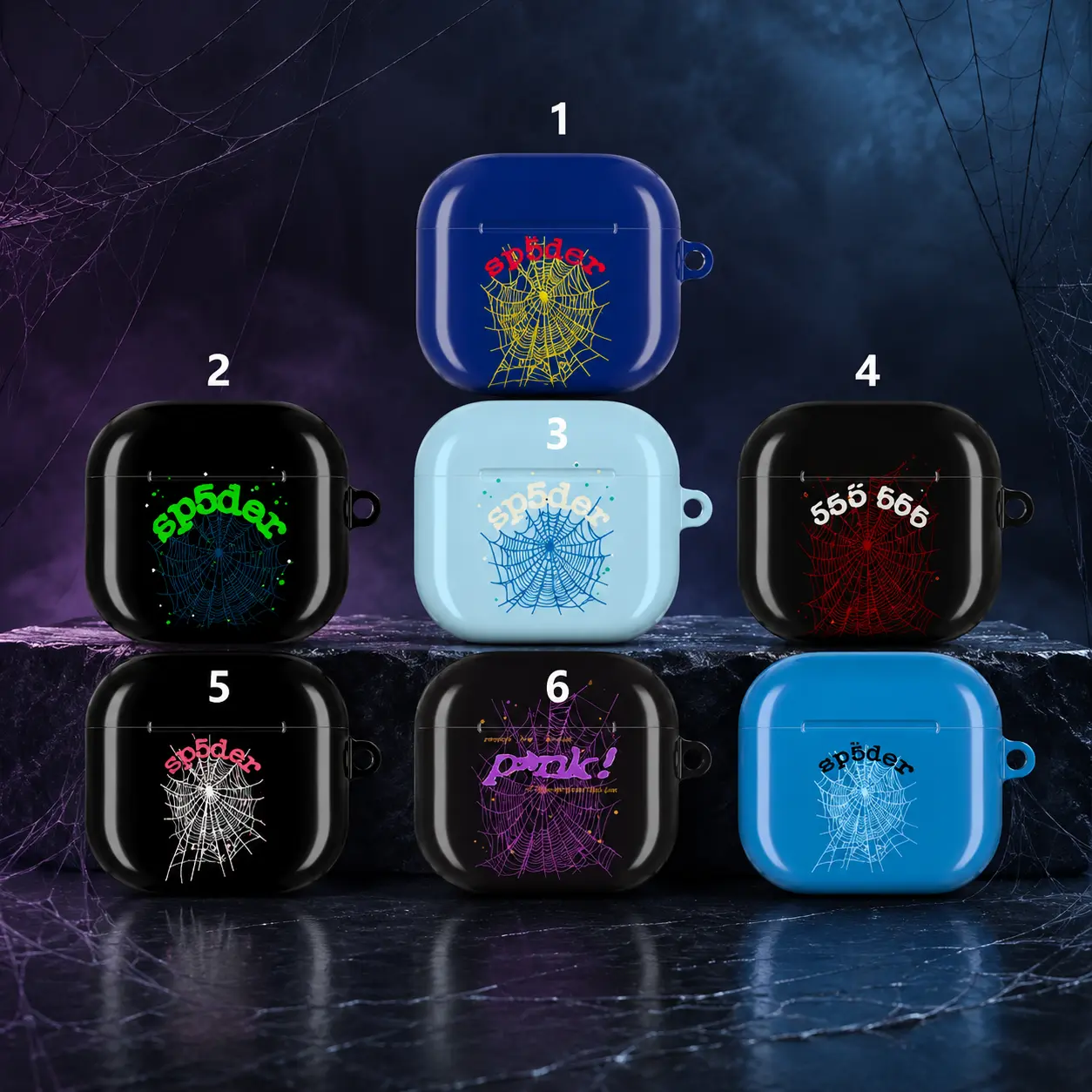 Spider Web Y2K AirPods Case Cover For AirPods 1/2/3/4 Pro Pro 2 Pro 3, Dark Streetwear Aesthetic Gift