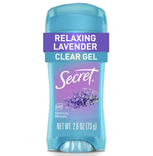 Secret Fresh Clear Gel Antiperspirant Deodorant for Women Lavender Scent 48 Hour Sweat and Odor Protection pH Balancing Minerals Goes On Clear Dries Fast 2.6 oz