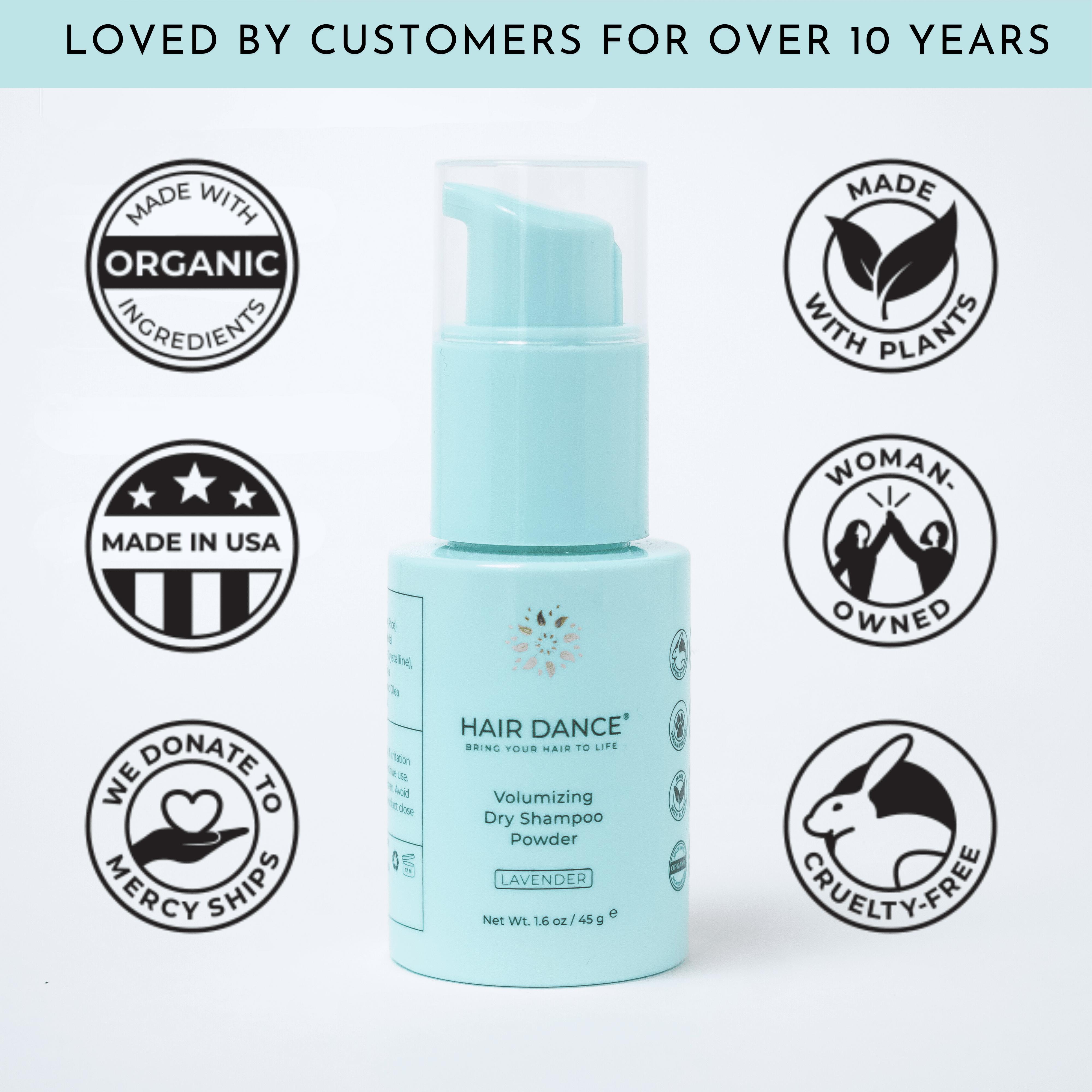 Organic Dry Shampoo Powder - Non-Aerosol, US Made, Benzene-Free, All Hair Types - Lavender Scent - Natural Haircare