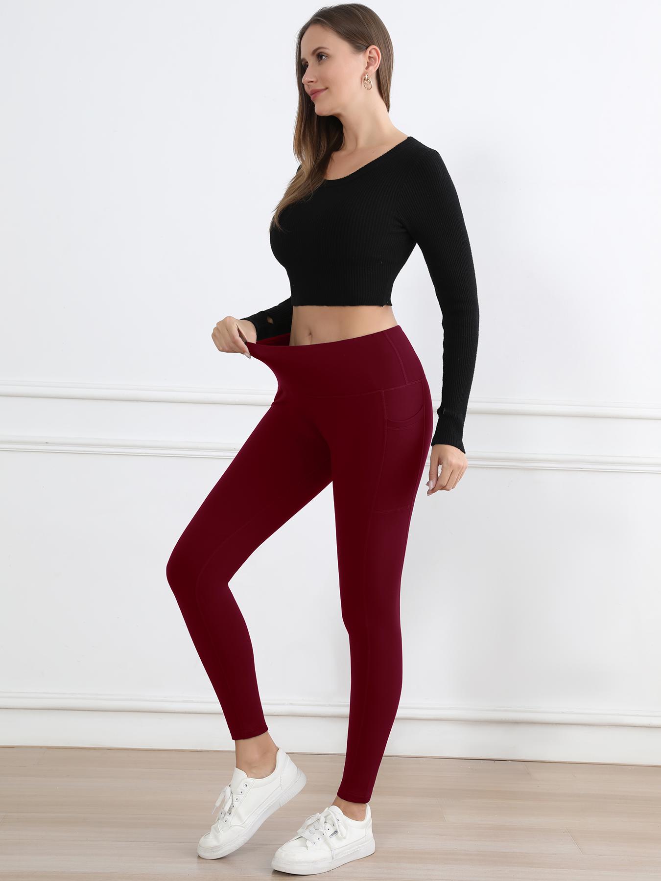 CHRLEISURE 3PCS Leggings with Pockets High Waist Women's Workout Wear Pants for Yoga Regular style and Fleece-lined style