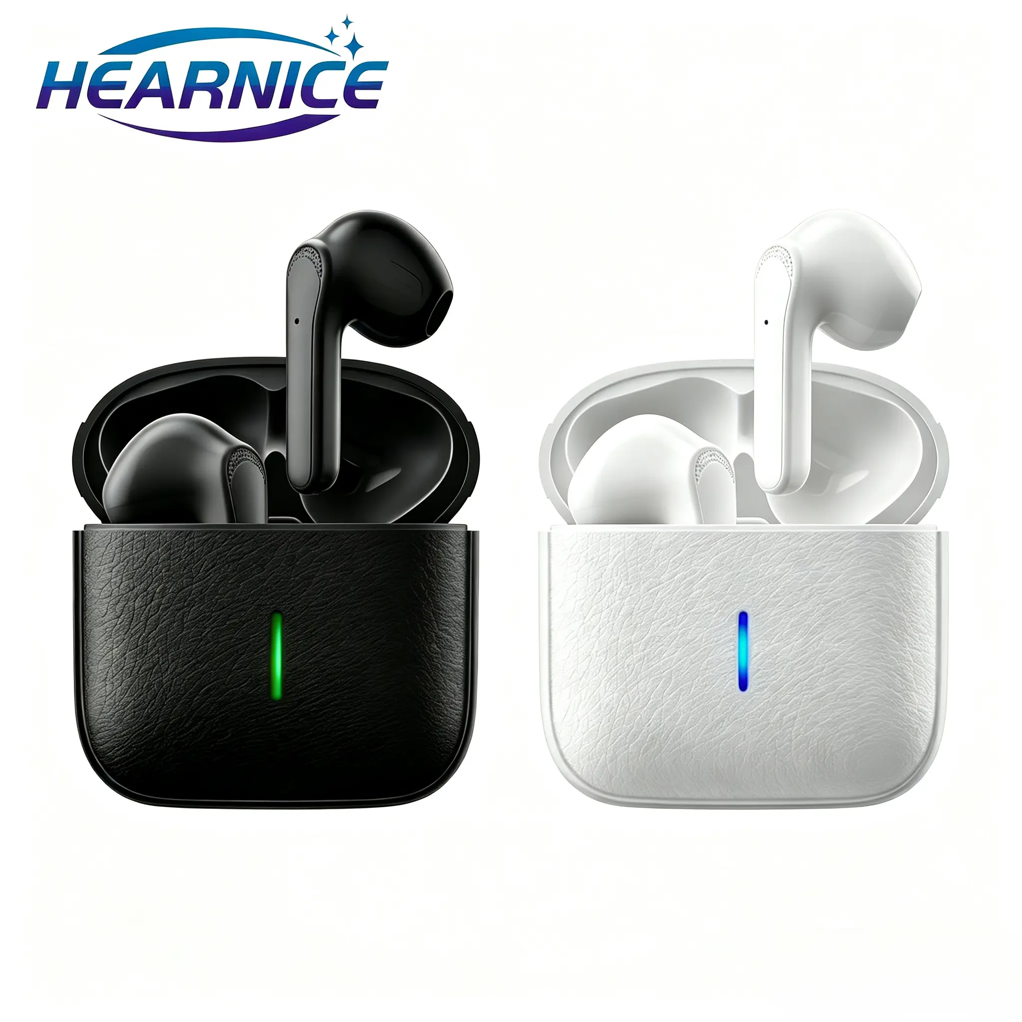 HEARNICE Wireless Bluetooth Earbuds, Half In Ear Bluetooth Headphones With Touch Control, Hi-Res AAC Stereo Ultra Low Latency Noise Cancelling Clear Call Earphones Compatible With iPhone Android