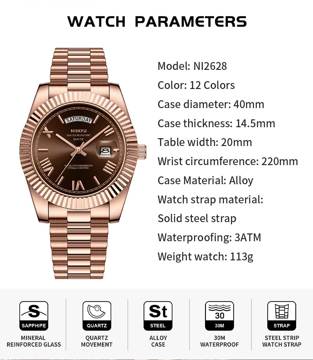 Nibosi Men's Business Fashion Watch, Stainless Steel and Rose Gold Dress Watch, Durable Water Resistant Quartz Movement, Ideal Mens Gift, Durable Watch Nibosi Men's Business Fashion Watch, Stainless Steel and Rose Gold Dress Watch, Durable Water Resistant Quartz Movement, Ideal Mens Gift, Durable Watch