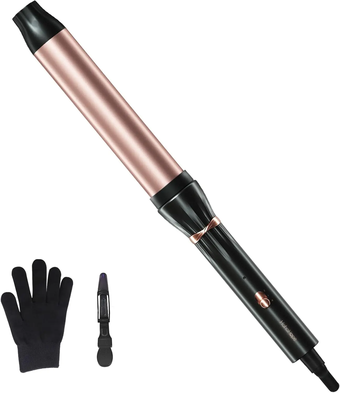 HAHAHOPE Curling Wand, 1.25 Inch Ceramic Barrel for Salon-Quality Beach Waves, Extra Long Barrel for Wavy & Long Hair, Professional Non-Damaging Curler with Dual Voltage, Curly Hair, Non-Damaging Curlers & Straighteners, Salon At Home, Longer Barrel Curle
