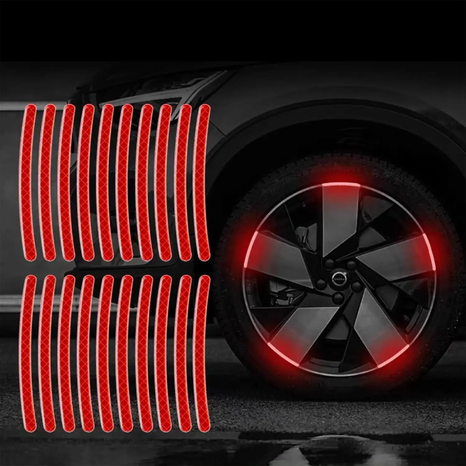 20PCS Car Wheel Reflective Decorative Strip – Night Safety Warning Stickers for Cars, Motorcycles, Bicycles, Trucks, Colorful & Vibrant, The Coolest Street Look