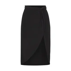 Knot Draped Midi Skirt in Luxe Cupro Jersey