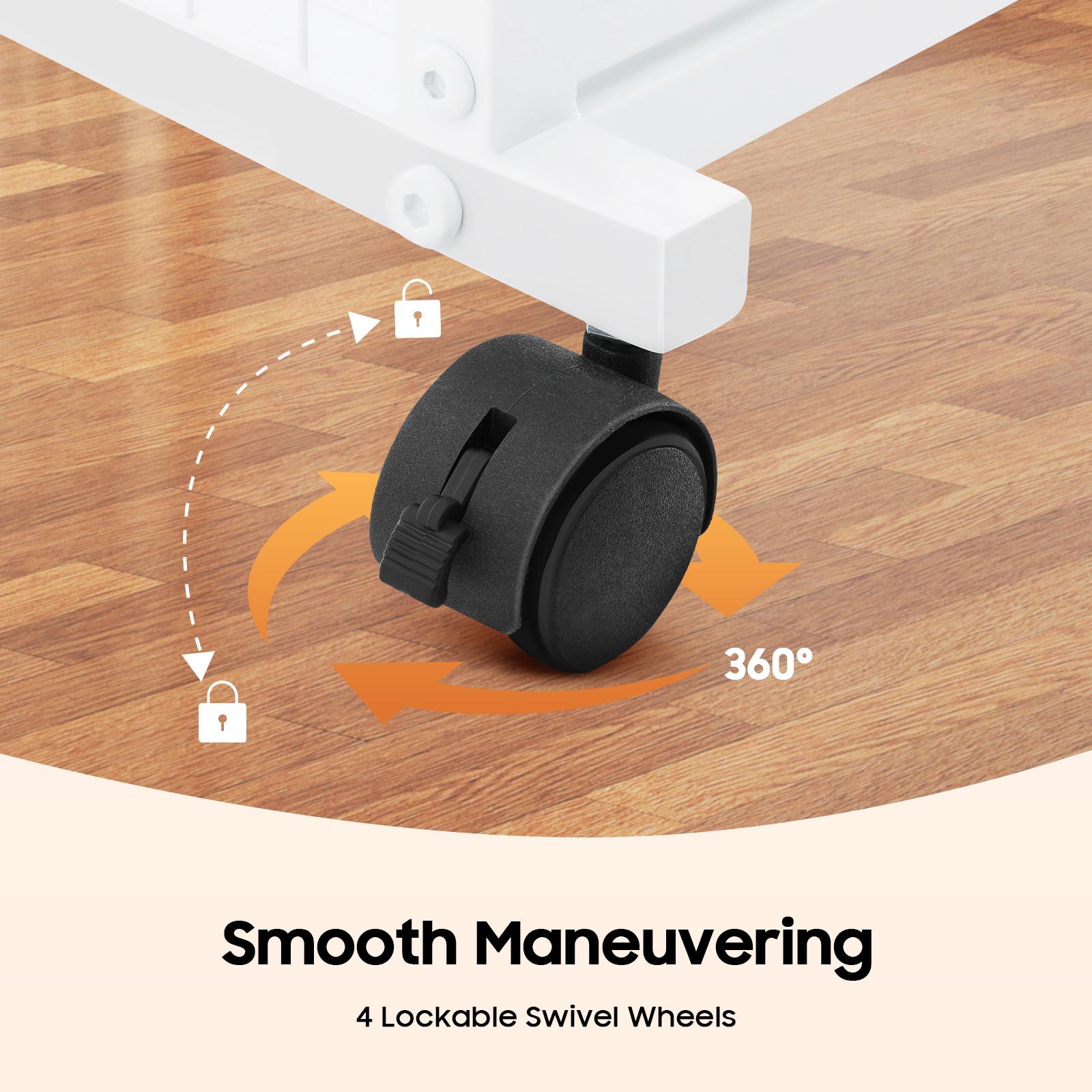 Industrial 16 Tier Double Sided Rolling Craft Rack with Locking Wheels for Ribbon Fabric Scarf Storage Display Organizer Heavy Duty Metal Shelving Unit Black White Freestanding