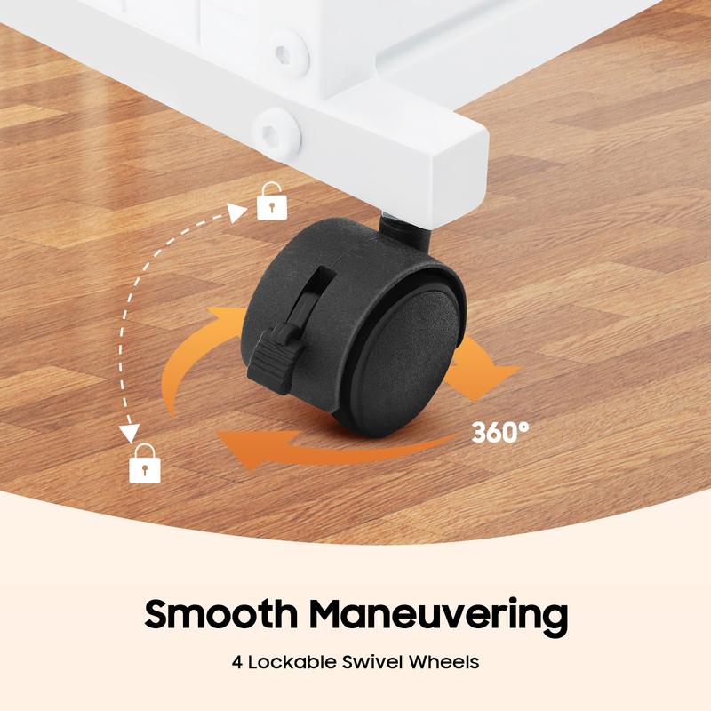 Industrial 16 Tier Double Sided Rolling Craft Rack with Locking Wheels for Ribbon Fabric Scarf Storage Display Organizer Heavy Duty Metal Shelving Unit Black White Freestanding