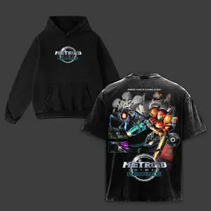 Vintage Metroid Prime 2: Echoes Acid Wash Heavyweight Tee | Retro Gaming Graphic T-Shirt | Legendary Assassins Oversized Urban Streetwear | Distressed Dark Aesthetic Top
