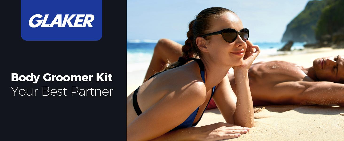 GLAKER Body and Groin Hair Trimmer,  Waterproof Electric Shaver with Replaceable Ceramic Blade and Standing Recharge Dock, 2-Hour Battery Life - 6010 Comfort